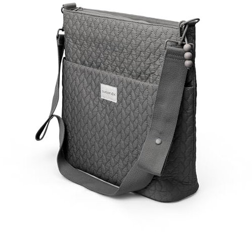 Suavinex, Bolso Maternidad Tote Bag, Bolso Carro Bebé de Gran Capacidad, Asas Ajustables al Carrito, Cierre de Cremallera, Ideal Silla Paseo, Impermeable, con Bolsillos Interiores, Gris