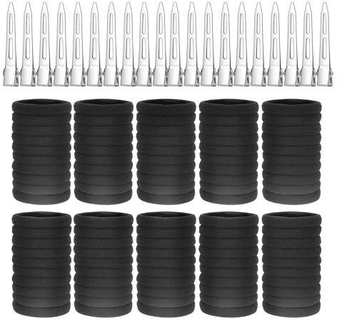 120 Stück Haargummis Schwarz Set 100 Stück Gummibänder Haarbänder 20 Stück Silber Haarclips Haargummi Damen Zopfgummis Haargummi Haarband Pferdeschwanz für Mädchen Mann Frauen