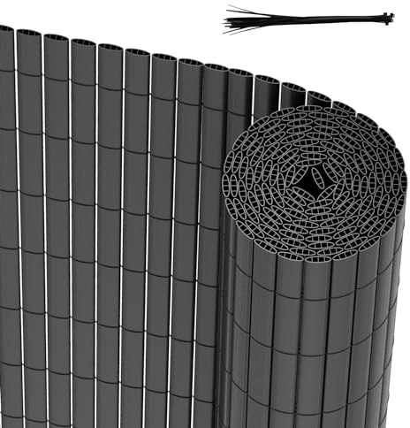 Peviasot Tappetino frangivista in PVC, 100 x 400 cm + 100 x 500 cm, antivento, per balconi, terrazze, recinzione protettiva antimuffa, con nastri, grigio