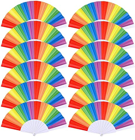 Diheohg Paquetda 10 Rainbow Folding Fans, Hand Fans Gay Pride LGBT Fans for Parties Festival Events Suppliesda Dance