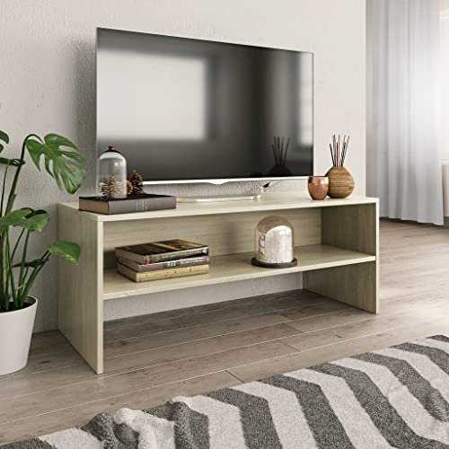 Myheimly TV Schrank Lowboard Couchtisch Fernsehschrank Fernsehtisch Sofatisch TV Tisch Möbel Board Sideboard 100x40x40cm Holzwerkstoff TV Schrank Sonoma Eiche
