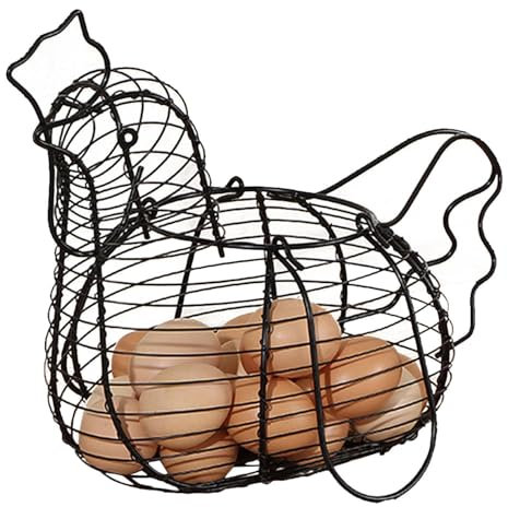 Wire Egg Basket, Chicken Egg Basket Holder, Chicken Shaped Wire Storage Hen Kitchen Holder Rack, Collecting Gathering For Kitchen Living Room Home Décor Decoration Storage