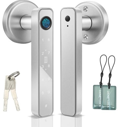 Yocdunm Smart Door Lock, Fingerprint Door Lock, 4-in-1 Electronic Fingerprint Keypad Password Traditional Keys IC Card for Home Bedroom Hotel Office Apartment