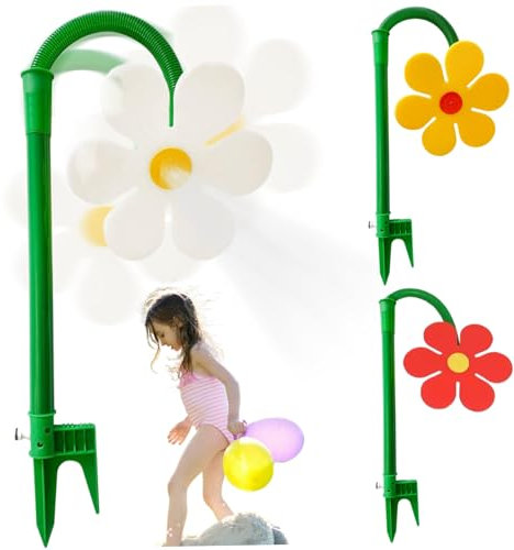3pcs Crazy Daisy Sprinkler, 360 ° rotierende Plastikblütensprinkler mit Pfahl, breites Abdeckungsbewässerungssystem für Garten Rasenhof Patio Crazy Daisy