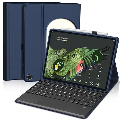 Touch Keyboard Case for Google Pixel Tablet 11 Inch, Magnetic Keyboard for Pixel Tablet 2023/2024 with Trackpad, Detachable Keypad, Protective Cover with Stylus Pen Holder & Speaker Dock, Deep Blue
