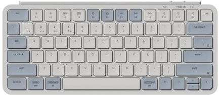Keychron B1 Pro Ultradünne ZMK/Launcher kabellose Bluetooth-Tastatur mit 2,4 GHz/kabelgebundener Verbindung, Tastatur für Mac, Windows, Linux, Retro-Blau
