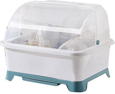 Tnfeeon 2 Tier Dish Rack with Lid Double Layer Drying Dish Drainer for Bowls Plates Chopsticks Utensils Kitchen Counter Organizer Space Saving Dust Proof Cover