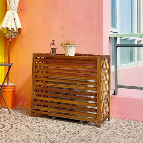 GAOXIONG Marco Exterior de Madera Engrosada para Aire Acondicionado, Soporte de Flores de Madera para Exteriores, Pantalla de privacidad para Cerca de Aire Acondicionado, Cubiertas de Aire acondicio