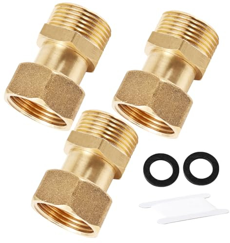 Messing Verschraubung, 3 Stück Messing Beweglich Verschraubung Durchgang G1 x G1 Zoll AGxIG, DN25 Wasserzähler Verschraubungen mit Dichtung für Warm und Kaltwasseranlagen