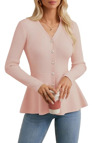 GRACE KARIN Strickjacke Damen A-Linien Langarm Pullover Cardigan Herbst