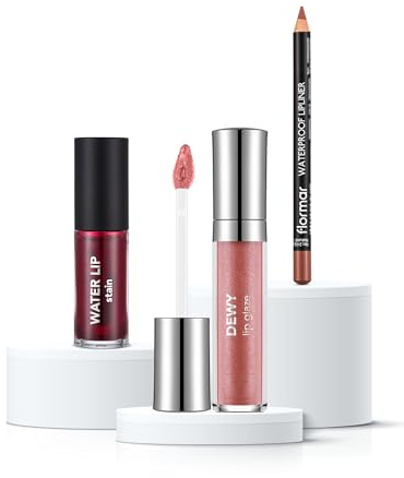 Flormar Kissable Trio Make-up Set – 3-tlg. Kit – Water Lip Stain (Girl Gang), Waterproof Lipliner (Natural) & Dewy Lip Glaze (Shine Today) – Kussecht, Langanhaltend & Pflegend