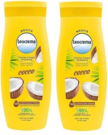 2 x Kokosnuss-Moisturizing Body Cream Fluid Kokos - 72h intensive Feuchtigkeit 250ml