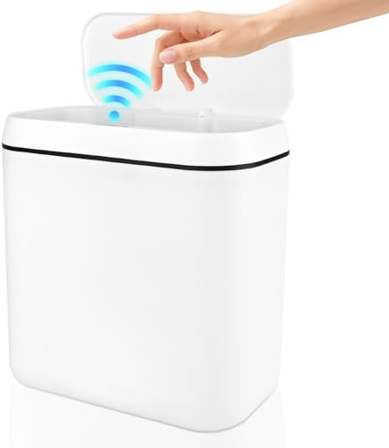 Gaethra 15L Mülleimer mit Sensor, Automatik Touchless Mülleimer mit 3 Modi, Sensor Mülleimer, Schnelle Reaktion, Schmales Design, Leise, Ideal für Badezimmer, Schlafzimmer, Küchen, Wohnzimmer