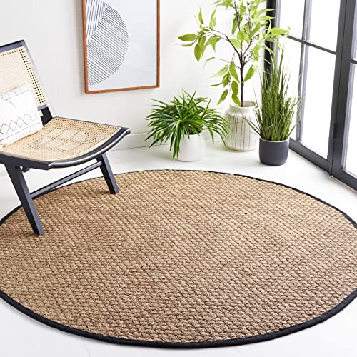 Safavieh Tapis en Fibres Naturelles Salon, Salle à Manger, Chambre à Coucher - Natural Fiber Collection, Tapis à Poil Court, Naturel et Noir, 201 x 201 cm