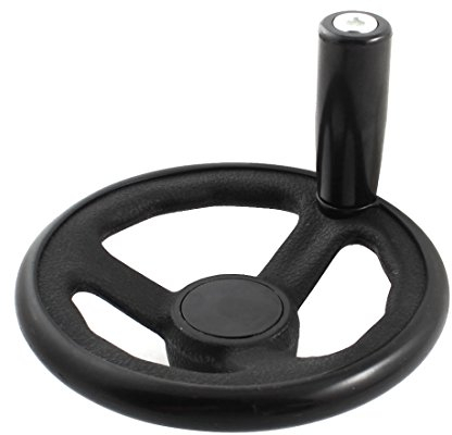 sourcing map 12mmx125mm schwarz 3 Speiche Handrad Stellrad Handkurbel für Drehmaschine DE de