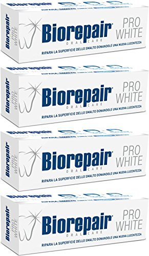 Biorepair:Pro weiß Whitening Zahnpasta mit microrepair – 2,5 Flüssigunze (75 ml) Röhren (4 Stück) [Italienische Import]