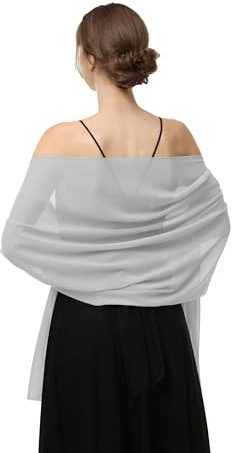 Chiffon-Schals, Schals für Braut, Hochzeit, Party, Abendkleid und besondere Anlässe Kleider, grau, Länge (79) * Breite (19)