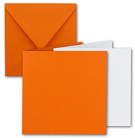 25x Quadratisches Falt-Karten Set - 15 x 15 cm - mit Brief-Umschlägen & Einlegeblättern - Orange - FarbenFroh by GUSTAV NEUSER