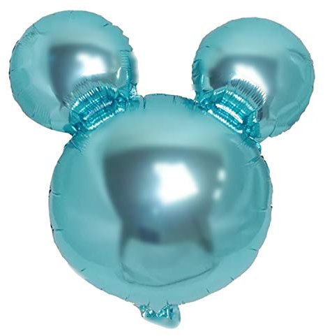 Folienballon Mouse - 10 Farben - Ø 45 cm - Deko für Geburtstag, Party, Kindergeburtstag - Mickey Figuren Helium Air Ballon Luftballon Dekoration Anagram Maus Geschenk Fun Spaß Kinderparty (Hellblau)