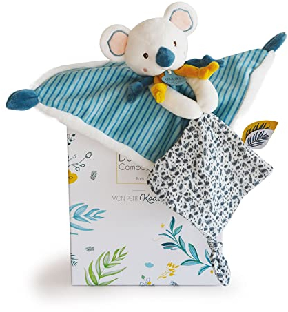 Doudou et Compagnie DC3668 Schmusetuch Koala, flach, 25 cm, Blau, Mehrfarbig, Baby