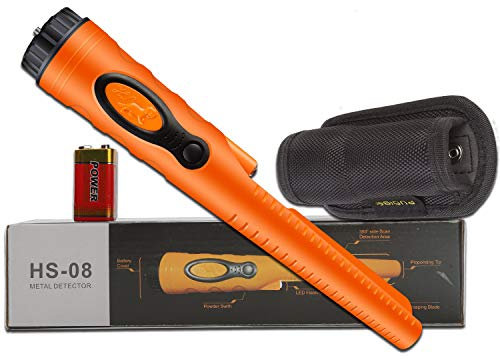 Fully Waterproof Pinpoint Metal Detector Pinpointer - 360° Search Pinpointing Finder Probe Treasure Hunting Tool Accessories for Adults and Kids (Three Mode) 2023 Hs08 Orange