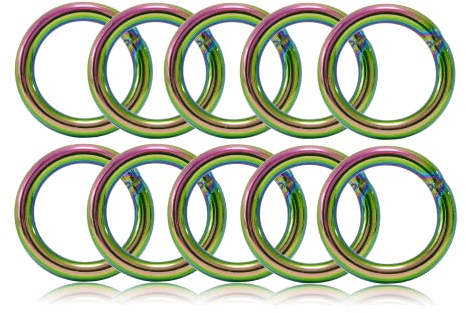 O - Ring aus Stahl 20mm, 10er Set, DIY Hunde-Leine/Hunde-Halsband, nichtrostend, Ideal mit Paracord 550, geschweißt, Farbe: Regenbogen/Rainbow