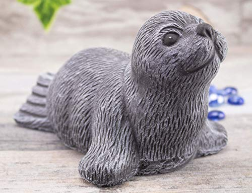 STEINFIGUREN SPICKER Steinfigur Robbe 202/1 Gartenfigur Steinguss Tierfigur Basaltgrau