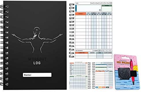 Workout Log Gym - XL & XS Gym, Fitness, and Training Diary - Set Goals, 1000 Exercises, Track 100 Workouts and Record Progress, Premium Diary. (X-LARGE (A5), Black Female Silhouette)
