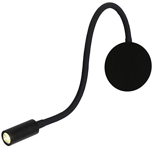 HKLY LED Flexibel Wandleuchte, 3W Bettleuchte Schwarz Aluminium Wandlampe Mit Schalter, Leselampe Wandmontage Schwanenhals Lampe Für Schlafzimmer Büro Schreibtisch Bett 3000K Warmweiß…