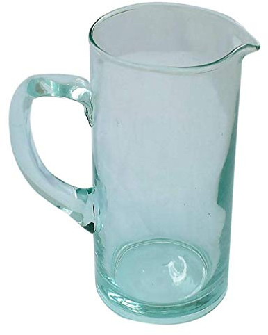 Recycled Glass Water Jug/Pitcher - Opaque Green/Turquoise Glass - 21.5cm