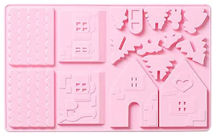 Moule à bonbons au chocolat de Noël, en forme de maison en pain d'épices, en silicone, pour biscuits, glaçons, gelée, gâteau, pudding, fondant, fournitures de décoration de fête de Noël