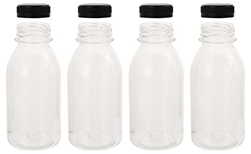 Housoutil 10 Pièces 300Ml en Plastique Bouteilles De Jus Réutilisable Clair Conteneurs avec Caps Couvercles Vide Carré Conteneurs pour Jus De Et D' Autres Boissons