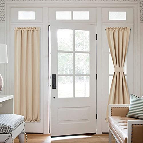 LINFKY Tenda Per Porta Oscurante - Privacy Per Finestra Isolata Termicamente Per Soggiorno Tenda Per Porta Scorrevole In Vetro Francese Con Tieback 1 Pannello (Beige,64 x 182 cm, 1 pannello)