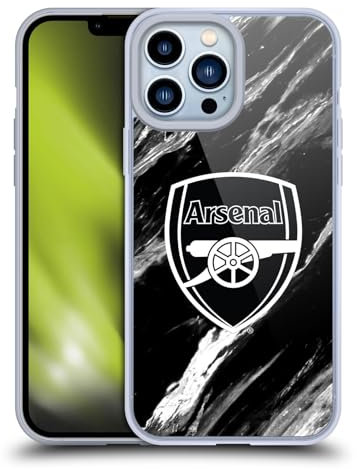 Head Case Designs Officially Licensed Arsenal FC Marble Crest Patterns Soft Gel Case Compatible With Apple iPhone 13 Pro Max