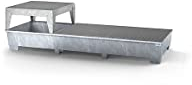 Denios Auffangwanne aus Stahl | zwei verzinkte Gitterroste | mit Abfüllbock | silber | BxHxT 3280 x 883 x 1300 mm | Volumen 1000 Liter | 3 Fässer | Arbeitssicherheit Notfall-Umweltschutz-Produkte