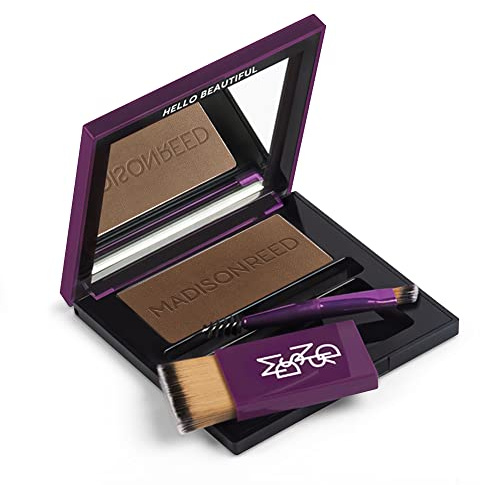 Madison Reed Root Touch Up + Brow Filler, Terra Medium Brown, Instant Grey Coverage, Fills in Brows & Thinning Hairlines, Temporary Concealing Powder, 3.7 g (60 Applications)