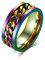 BCughia Ring Schmuck Egirl, Eboy Ring Bunt Rostfreier Stahl Ringdesign mit Kette Valentinstag Ringe Herren Größe 60(19.1)