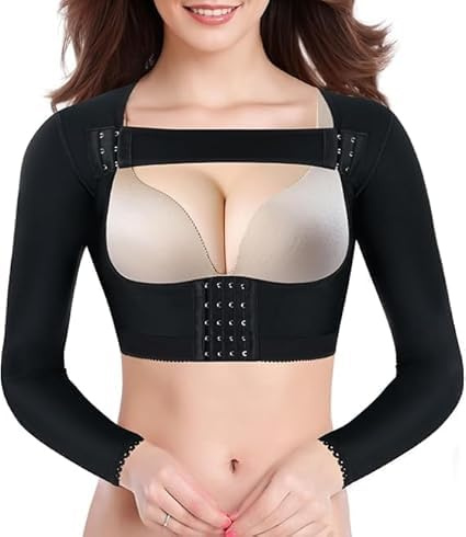 KUMAYES Damen Arm Former Oberarme Schlanker Shaper Figurformende Shapewear Post Chirurgisch Kompression korsett Top (Schwarz, XL)