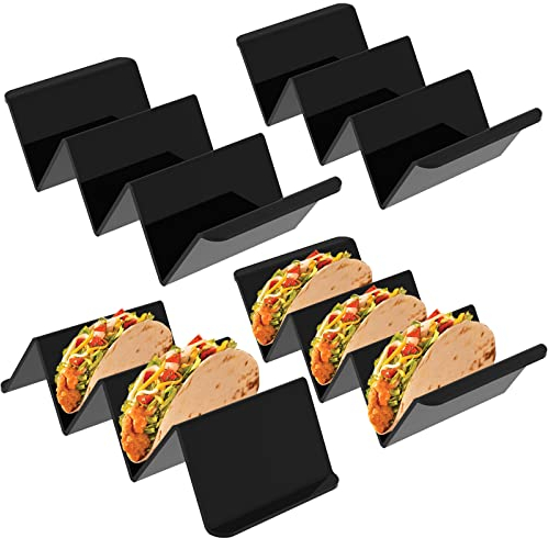 webake Taco - Supporto in acrilico, 4 pezzi, per hot dog taco, hot dog, sandwich, ristorante, casa, picnic, feste, festival, colore nero
