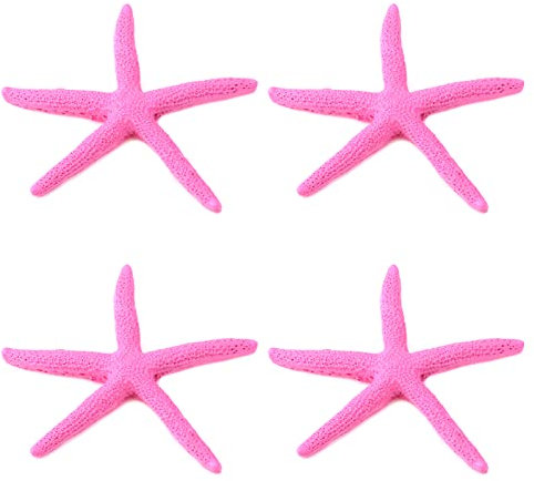 HEVSTIL Confezione da 4 ornamenti acquatici artificiali stelle marine in corallo, decorazione per acquari, decorazione per la casa fai da te, rosa