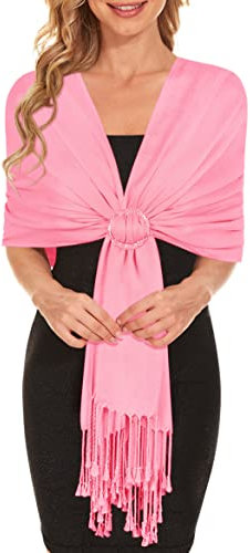 Rheane Damen Pashmina Seide Schals und Wraps für Hochzeiten/Brautjungfern, Hochzeitstücher und Wickeltücher für Abendkleider, Pink, Medium
