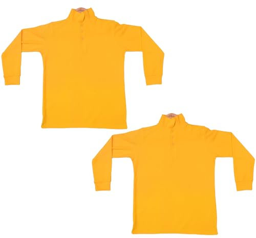Bahob® 2 Pack Boys Girls School Uniform Polo Shirt Childrens Plain Long Sleeve Polo Shirt PE Top 5-14 Years (Yellow,11-12 Years)