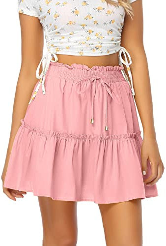 Leggings Farfalle 2023 Gonna Gonna corta Vita alta Gonna elastica Solida Vinile E, Colore: rosa., M