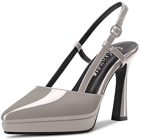Castamere Donna Alto High Spillo Piattaforma Tacco Heel a Punta Slingback Slip-on Pumps da Matrimonio Dress 10 CM Heels Grigio 42 EU