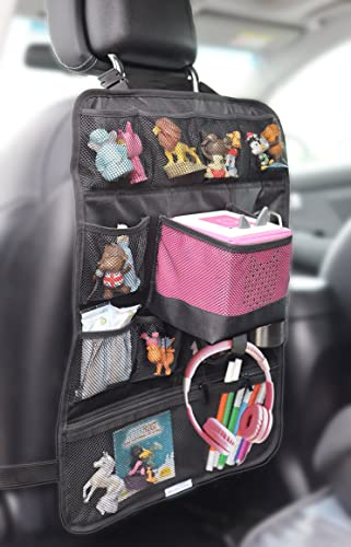 Rücksitz Auto-Organizer maßgeschneidert für Toniebox und Tigerbox | zB für Box, 20 Toniefiguren oder Tigercards, Toniebox Zubehör, Kopfhörer, Trinkflasche | 12 Fächer | Alles sicher und griffbereit