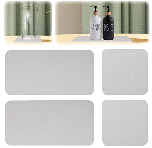 4 Stück/Set wasserabsorbierende Kieselgur Untersetzer, Kieselgur Erdmatte wasserabsorbierendes Steinpolster für Handseifenbecher, Getränkeflaschen, Pflanzen und Kosmetikflaschen (Stil A)