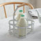 White Metal Portland 4 Milk Bottle Holder, Steel Storage Door Step Wood Handle