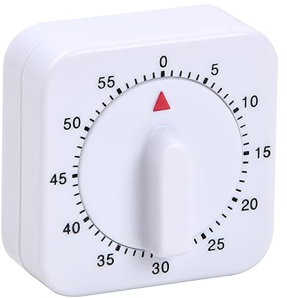 Wisebom Temporizador de Cocina Mecánico, Temporizador de 60 Minutos de Cuadrado para Casa Cocinar Hornear, Blanco Temporizador Mecánico de Cuenta Atrás, Temporizador Manual con Alarma para el Cocinero