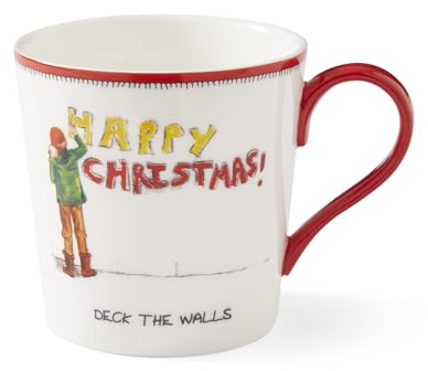 Spode Kit Kemp – Doodle Deck The Walls Tasse mit Weihnachtsmotiv, 340 ml
