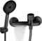 Robinet de baignoire avec douchette, mitigeur cascade avec douchette, en laiton, pour baignoire et salle de bain, noir